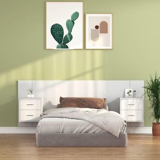 Berkfield Home Bed Headboard with Cabinets White Engineered Wood