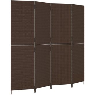 vidaXL Divisorio per Ambienti a 4 Pannelli Marrone in Polyrattan - Vidaxl
