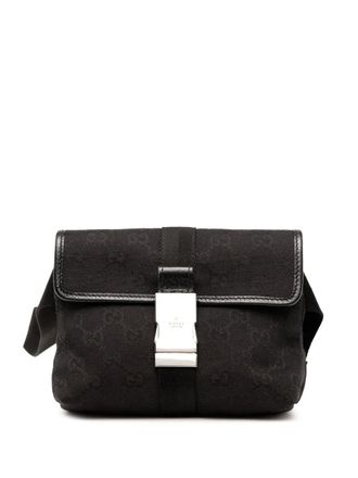 Gucci 2000-2015 GG Canvas belt bag - unisex - Calf Leather/Canvas/Leather - One Size - Black