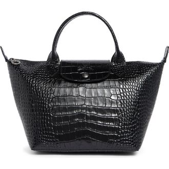 Longchamp Le Pliage Croc Embossed Tote in Black at Nordstrom Rack