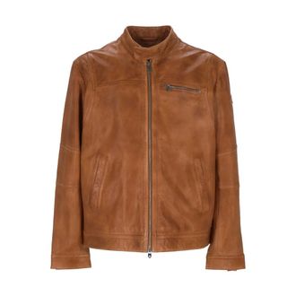 Peuterey Bikerjack - Heren - Leren en Su&egrave;de Jassen - Bruin - S - Leer - Jassen