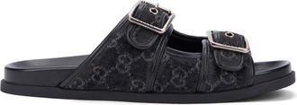 Gucci Sandal met gespen - Heren - Sandalen - Zwart - 44 EU - Katoen - Schoenen