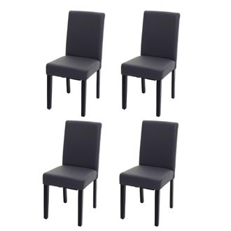Hhg [nunca Usado] Juego De 4 Sillas De Comedor Silla De Cocina Littau Con Certificaci&oacute;n Mvg, Cuero Sint&eacute;tico, Gris Mate, Patas Oscuras