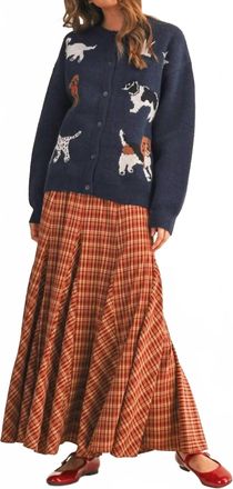 Merci Plaid Maxi Skirt In Burgundy