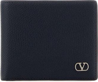 Valentino Garavani Midnight Blue Leather V Logo Signature Wallet