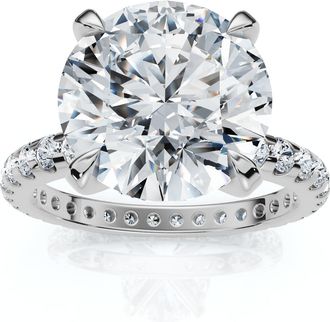 Pompeii3 Certified 3 1/2Ct Eternity Diamond Engagement Ring 14k Gold/Platinum Lab Grown