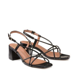 La Redoute Collections Sandalen met smalle bandje in leer, met hak, Signature