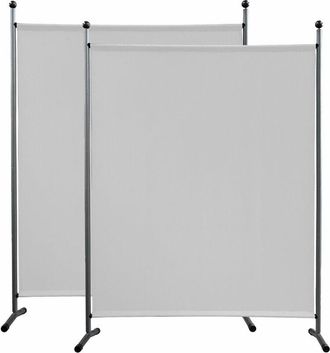 Quick-Star 2 St&uuml;ck Paravent 150 X 190 Cm Stoff Raumteiler Gro&szlig; Stellwand Trennwand Balkon Sichtschutz Wei&szlig;