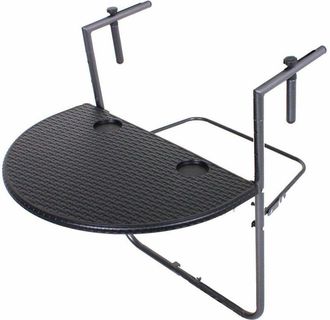 ETC Shop Etc-shop - Mensola per balcone di alta qualità, aspetto rattan, acciaio, nero, pieghevole