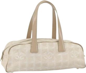 Chanel Pre-owned Handbags, female, Beige, Size: ONE SIZE Pre-owned Vintage Nylon Shoulder Bag