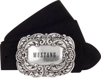 Mustang Lederg&uuml;rtel MUSTANG, Damen, Gr. 100, schwarz, Rindsleder, unifarben, G&uuml;rtel Lederg&uuml;rtel, 4 cm breit, geschw&auml;rzte Koppelschliesse