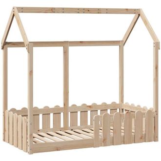 vidaXL Vidaxl - Cama Con Forma De Casa De Ni&ntilde;os Madera Maciza Marr&oacute;n 70x140 Cm