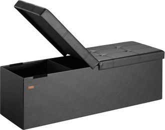Deuba Casaria Puff Almacenaje Plegable Tapa Abatible Color Y Tama&ntilde;o A Elegir Xl - Negro