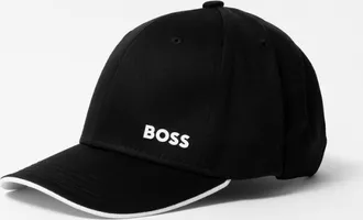 HUGO BOSS Mens BOSS Green Bold Mens Logo-Print Cap In Cotton Twill - Black 002 - Size: ONE size