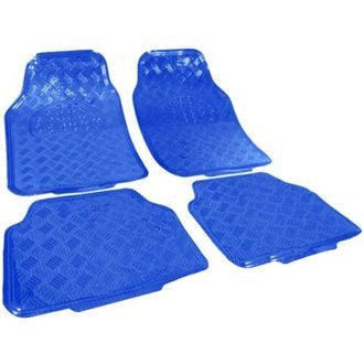 Trade Shop Trade Shop - Tappetini Set4 Tappeti Auto Blu Universali Sportivi Gomma Effetto Metallo Linq