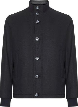 Herno high-neck buttoned jacket - Blue