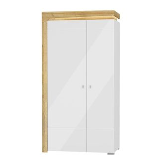 Petits Meubles Armario 2 puertas con LED estratificado Blanco marr&oacute;n