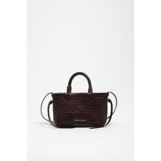 Bimba & Lola Plaited Leather XS Bag in Dark Brown at Nordstrom