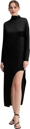 Isabelle Blanche Jurk met hoge hals en split - Dames - Feestkleedjes - Zwart - XS - Polyester - Kleedjes