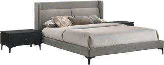 Armen Living Legend 3Pc Fabric Platform Bed & Nightstands Set