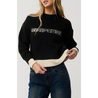 Rip Curl Archive Script Sweater in Black at Nordstrom, Size X-Small