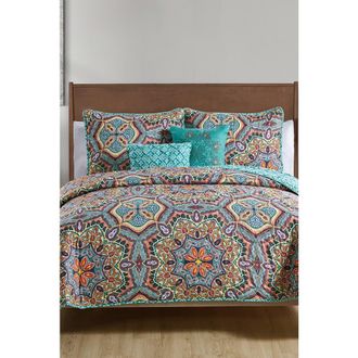 VCNY Home Yara Reversible Medallion Quilt Set - Twin/TwinXL in Aqua at Nordstrom Rack