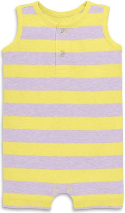 primary Baby Heathered Henley Shortie In Stripe in Banana Hydrangea Stripe at Nordstrom, Size 12-18M