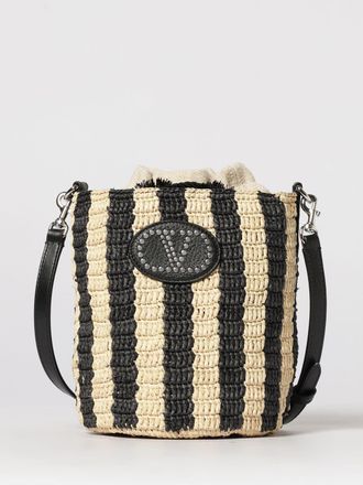 Valentino Garavani Borsa a secchiello Valentino Garavani in rafia crochet a righe
