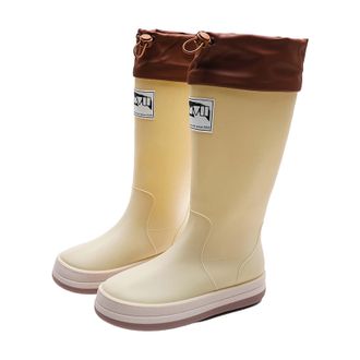 Generic Walking Boots Womens Waterproof - Long Wellies Women Drawstring WomenS Water Shoes Lightweight Slip On Shoes Comfort Work Boots Fashion Chunky Boot Ga