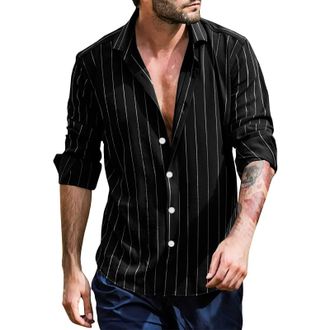 Generic Mens Shirts T-Shirt Lapels Linen Look Casual Shirt Long Regular Fit Business Shirt Work Shirt Long Sleeve Summer Shirt Long Sleeve Long Shirt Cool Bea