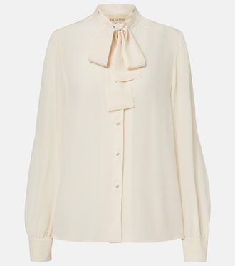 Valentino Tie-neck silk crepe de chine blouse