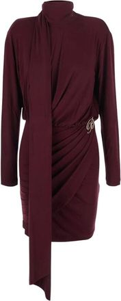 Blumarine Korte Jersey Jurk met Draping en Stola - Dames - Jurken - Rood - Maat: 2XS Jersey