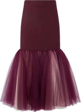 Moschino Kokerrok met Elegante Ruche - Dames - Midirokken - Bruin - S - Polyester - Rokken