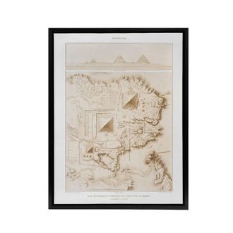 Artery8 Pyramids of Giza French Topographic Map Avennes Framed Canvas Wall Art in Beige | Size: W24 x H32