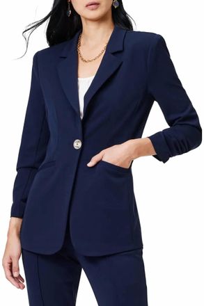 Nic+Zoe Scrunch Sleeve Avenue Jacket In Dark Indigo