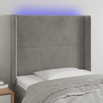 vidaXL Cabecero Con Led De Terciopelo Gris Claro 103x16x118/128 Cm Vidaxl