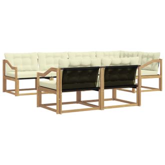 vidaXL Conjunto De Sof&aacute;s De Exterior Con Coj&iacute;n 7 Pcs Blanco Y Crema Vidaxl