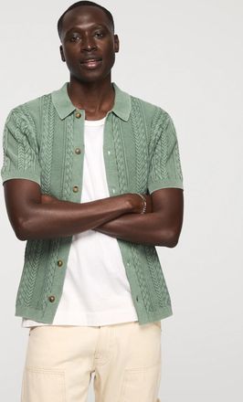 Lucky Brand Mens Fisherman Cable Button Down Sweater