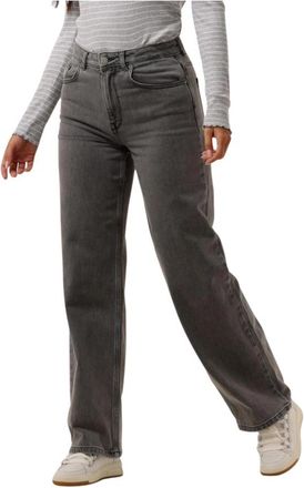 Selected Wide Leg High Waist Jeans - Dames - Loose Fit Jeans - Grijs - W28 - Katoen - Jeans