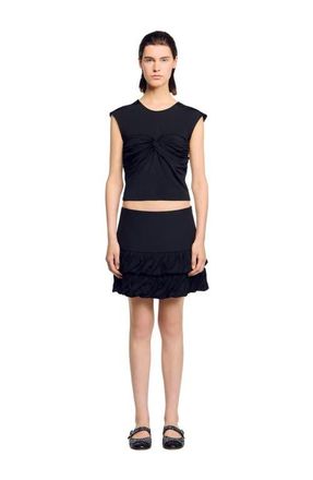 Sandro Draped T-shirt in Black at Nordstrom, Size X-Small