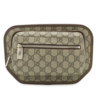 Gucci Beige Brown Green Red Color Gg Supreme Pouch Sling Bag (Pre-Owned)