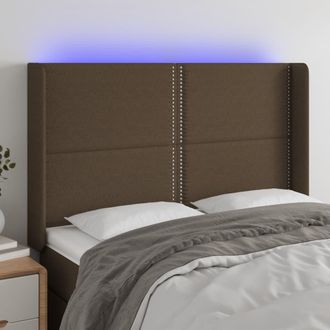 vidaXL Cabecero Con Led De Tela Marr&oacute;n Oscuro 147x16x118/128 Cm Vidaxl