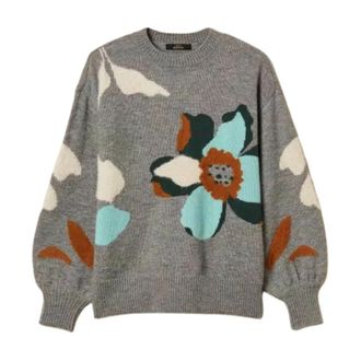 Twinset Trui met ronde hals - Dames - Ronde hals truien - Grijs - XS - Wol - Truien & Vesten