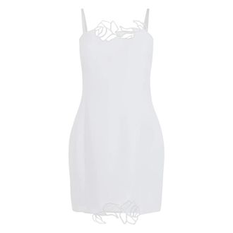 Blumarine Short Dresses, female, White, Size: M Rose Embellished Mini Dress