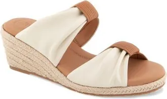 Gentle Souls Gracious Espadrille Platform Wedge Slide Sandal in Stone Leather at Nordstrom, Size 6.5