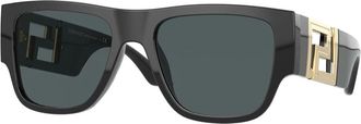 Versace Greca VE 4403 Zonnebril in Zwart/Donkergrijs - Heren - Zonnebrillen - Zwart - 57 MM - Accessoires