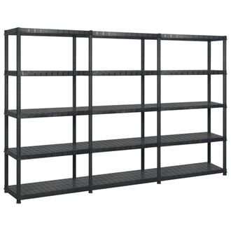 Berkfield Home Storage Shelf 5-Tier Black 255x40x185 cm Plastic | Size: 255 x 40 x 185 cm