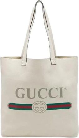 Gucci Pre-owned Tote Bag - Dames - Vintage Shopper - Beige - ONE Size - Leer - Vintage