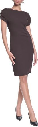 Karl Lagerfeld Short Sleeve Crepe Sheath Dress in Espresso at Nordstrom, Size 12