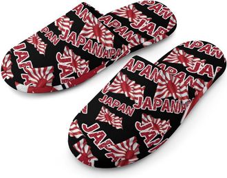 Generic Japan Flag Mens Cozy Memory Foam Slippers Warm Cotton House Shoes Comfy Slipper for Indoor Outdoor